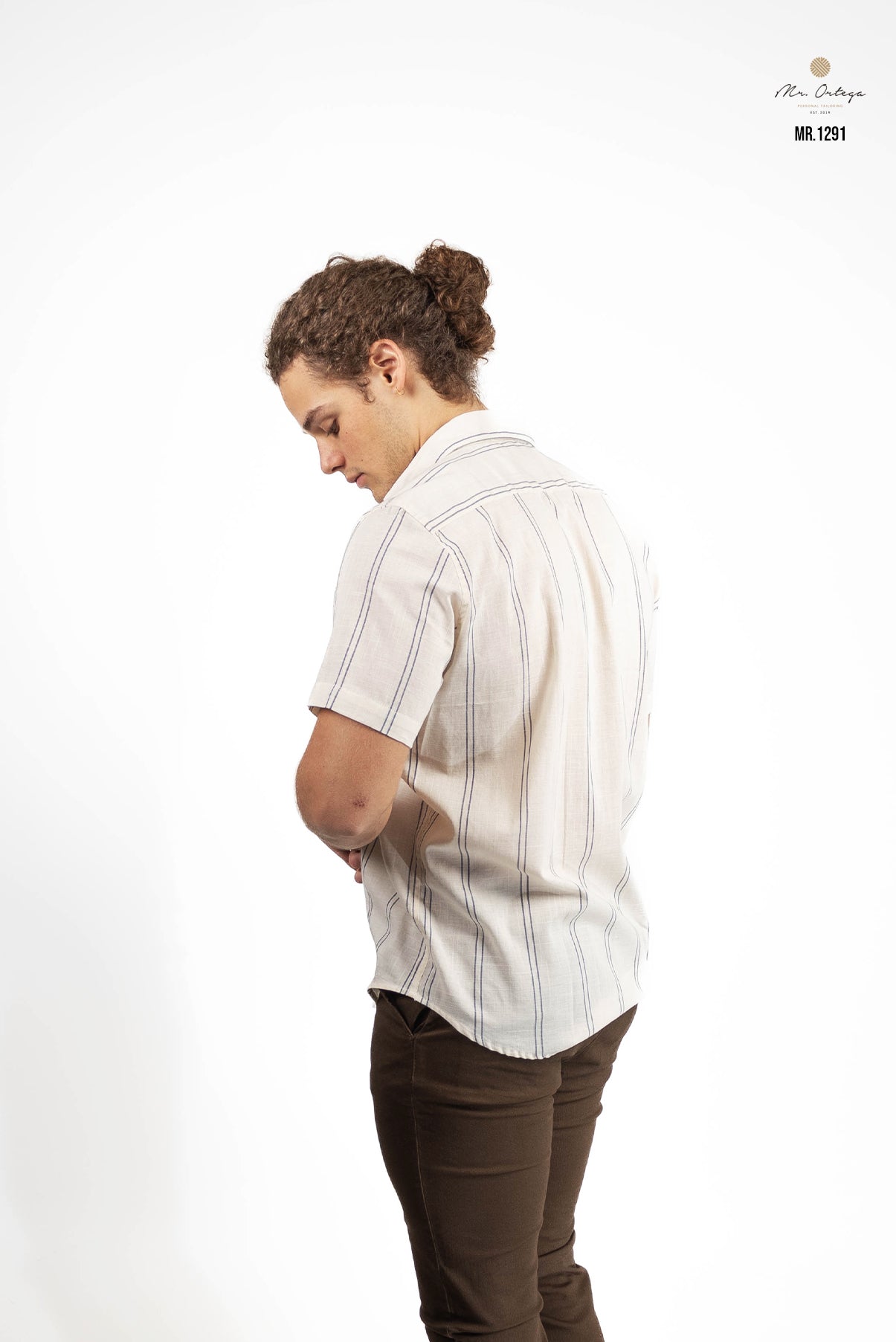 CAMISA RAYAS BEIGE / AZUL MARINO