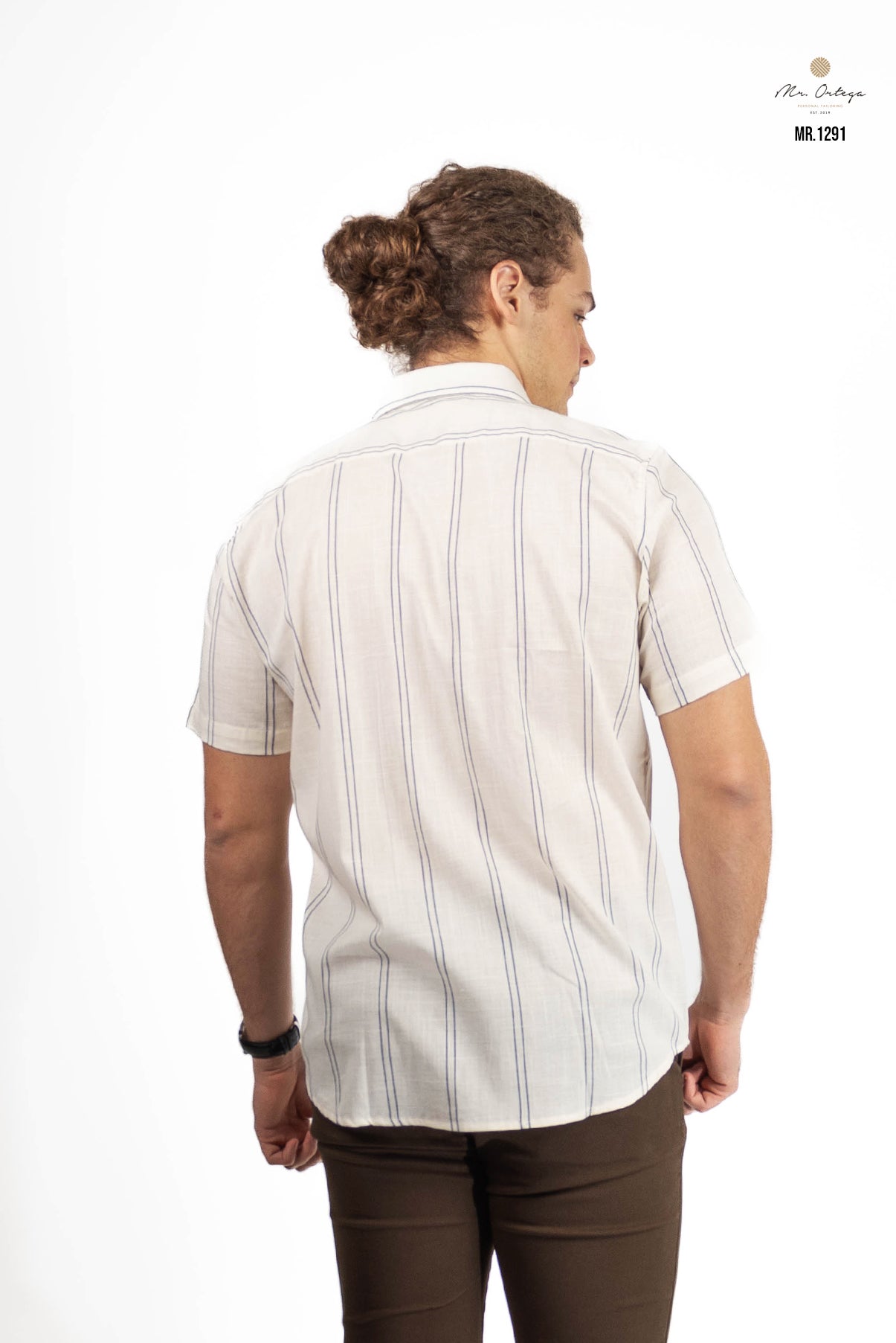 CAMISA RAYAS BEIGE / AZUL MARINO