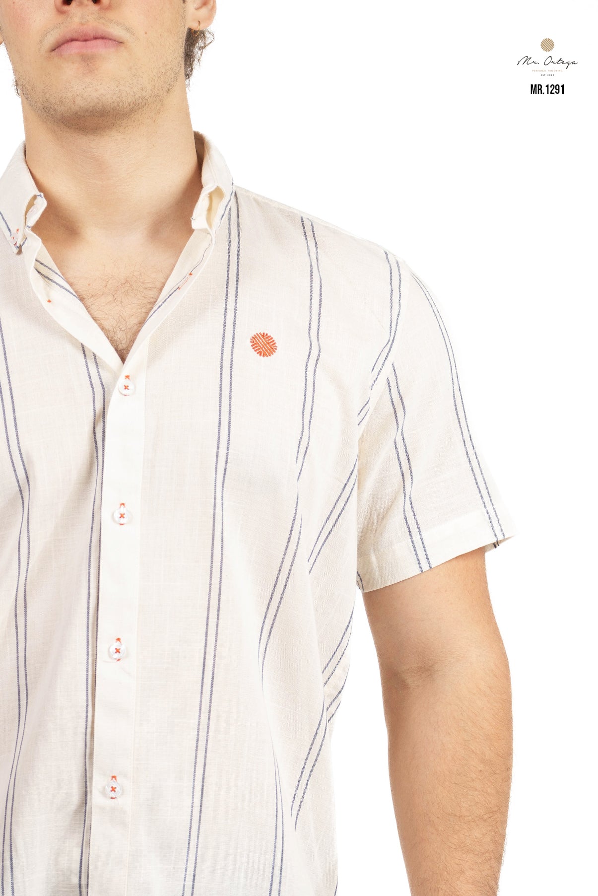 CAMISA RAYAS BEIGE / AZUL MARINO