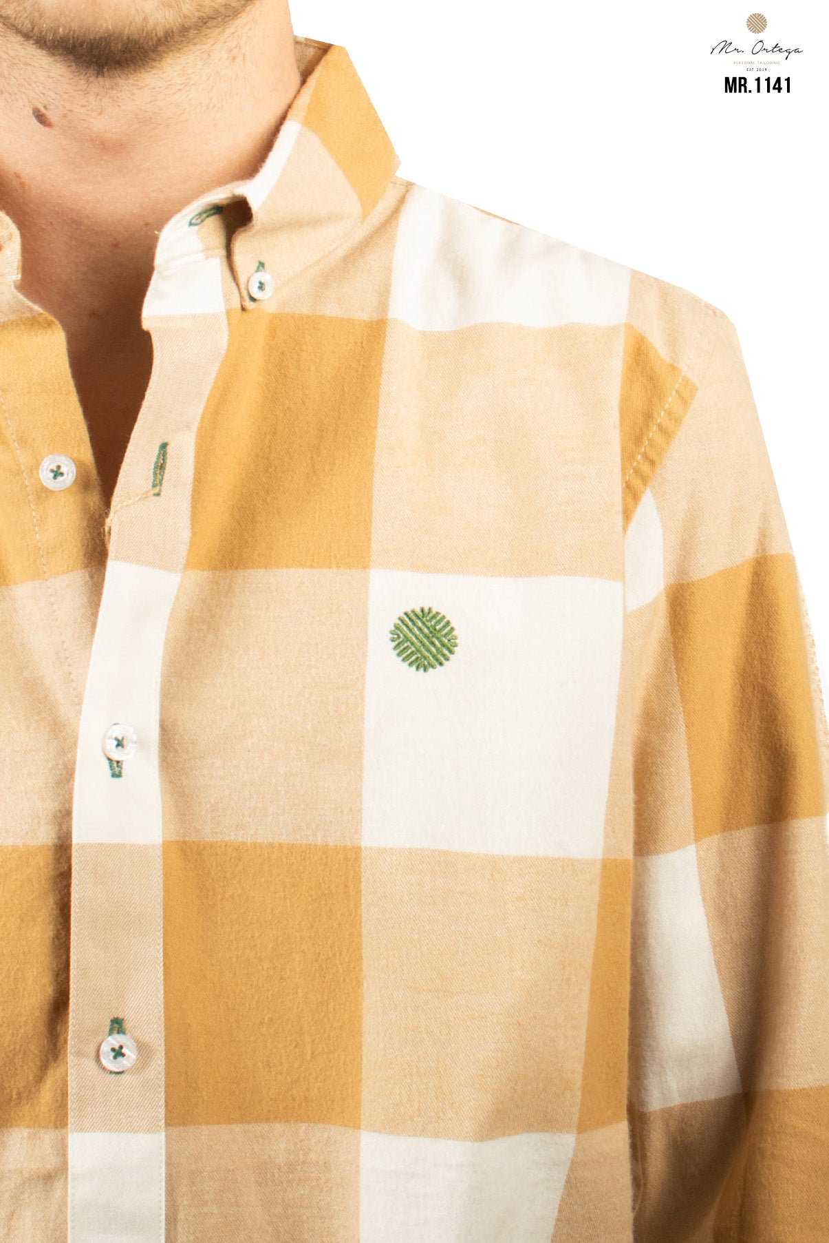 CAMISA CUADROS MARRÓN CLARO