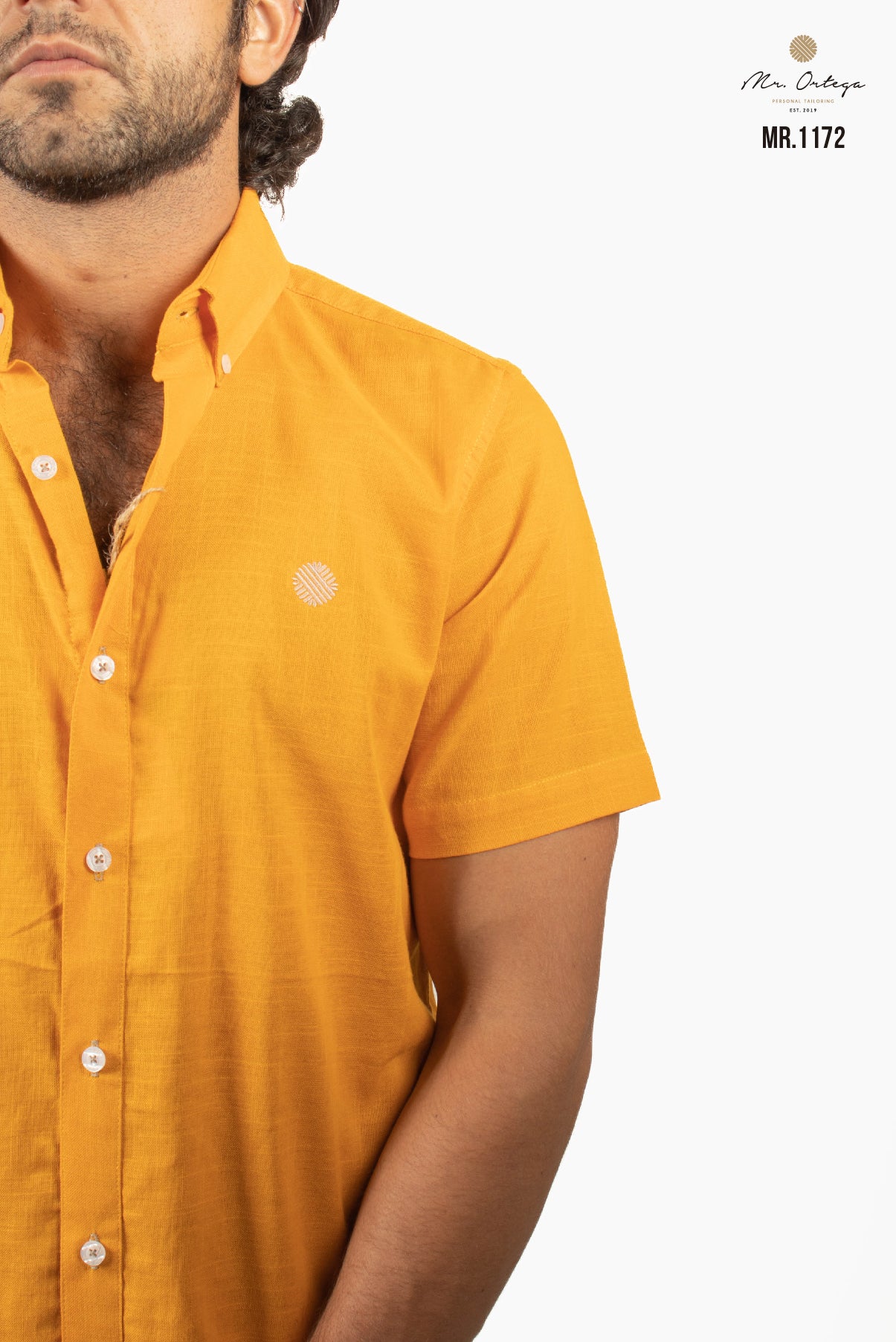 Camiseta de manga corta lisa sin bolsillos Naranja A.V.
