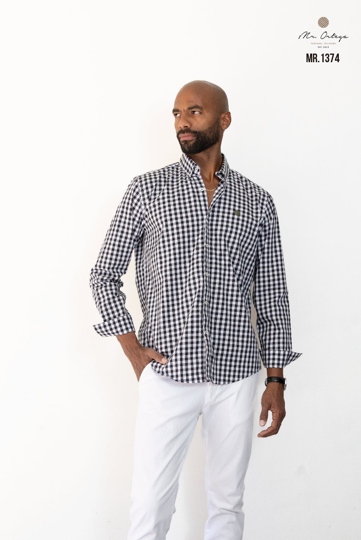 CAMISA CUADROS PEQUEÑOS BLANCO / NEGRO