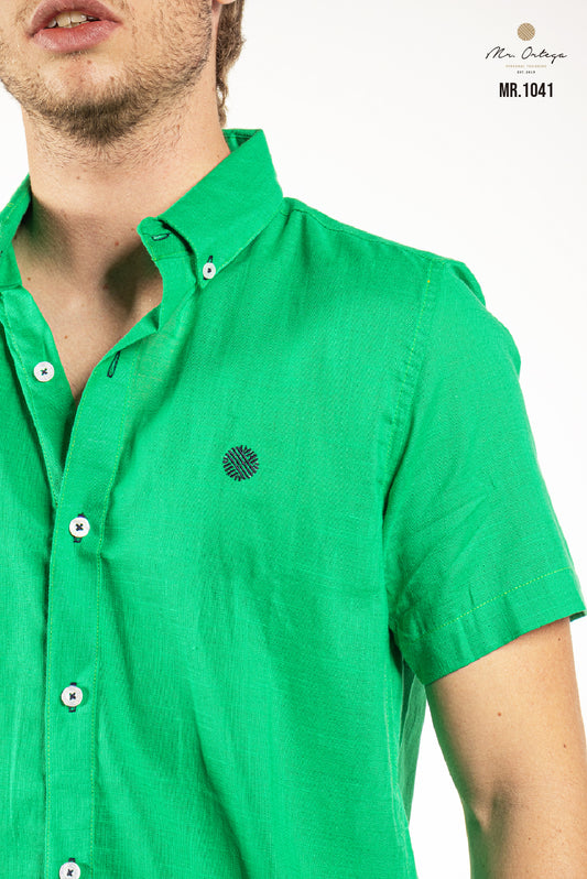 CAMISA LISA VERDE MANGA CORTA