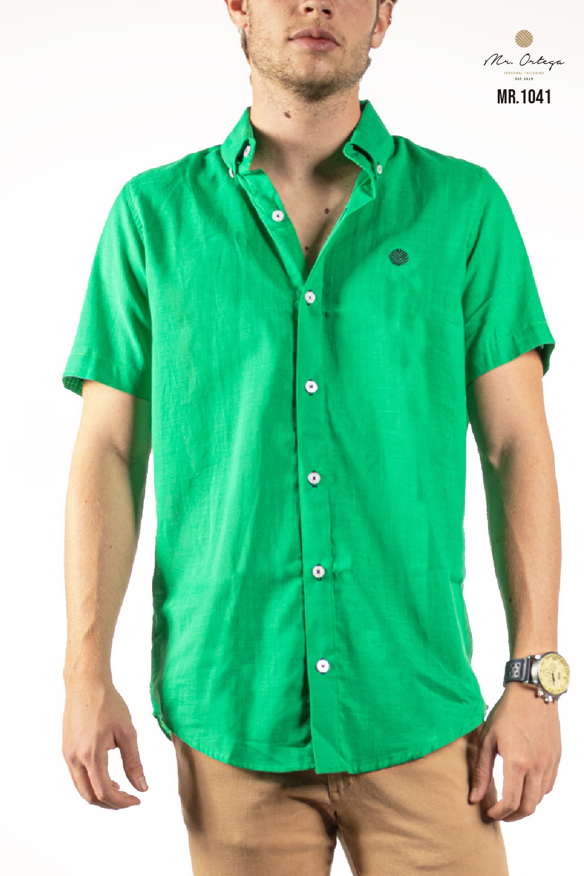 CAMISA LISA VERDE MANGA CORTA