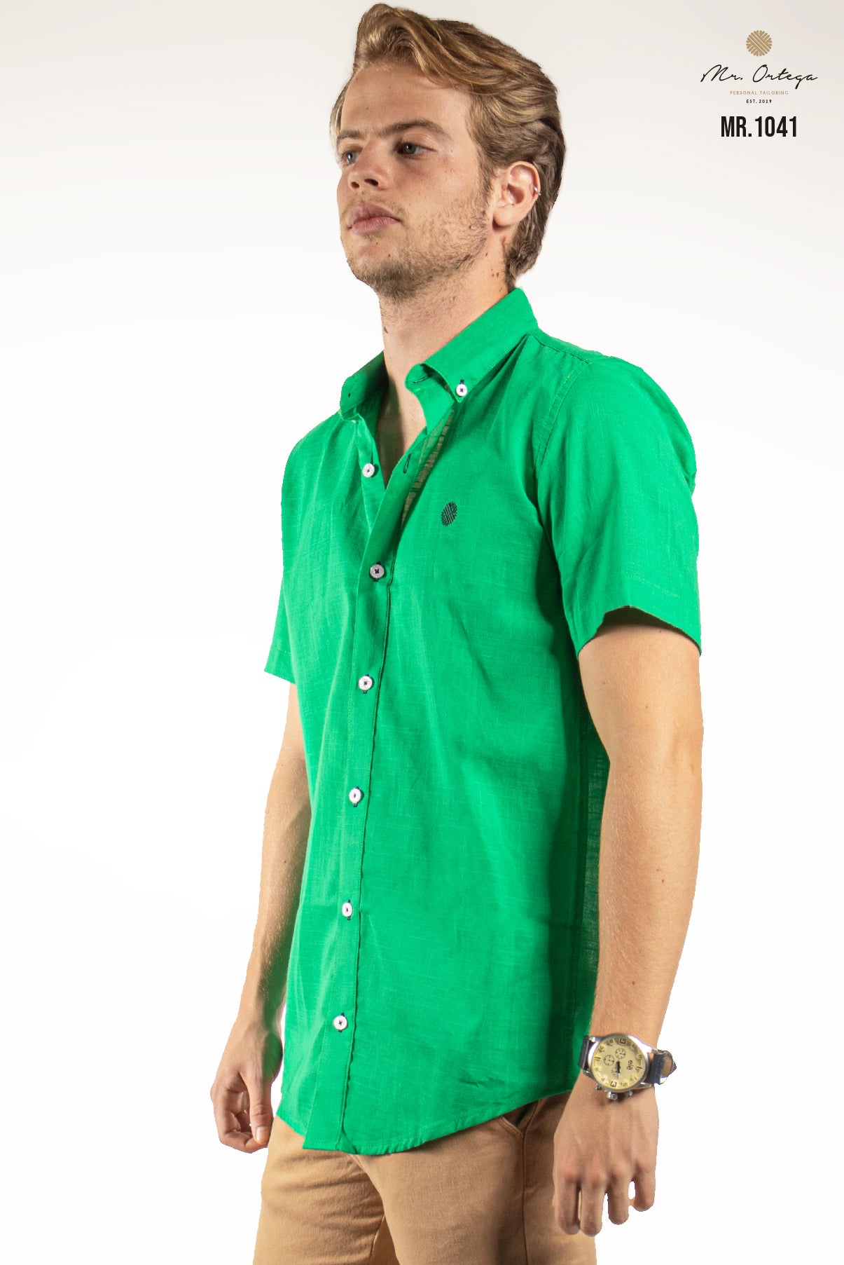 CAMISA LISA VERDE MANGA CORTA