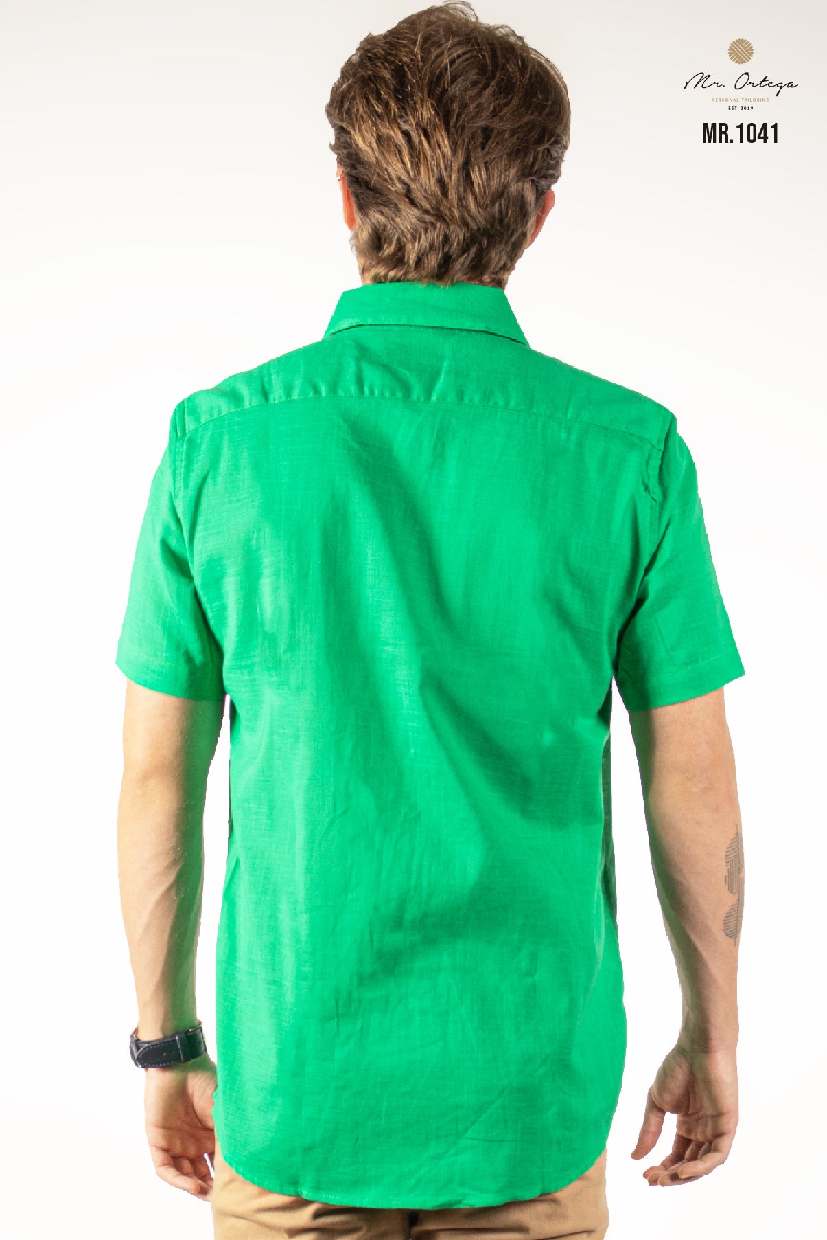 CAMISA LISA VERDE MANGA CORTA