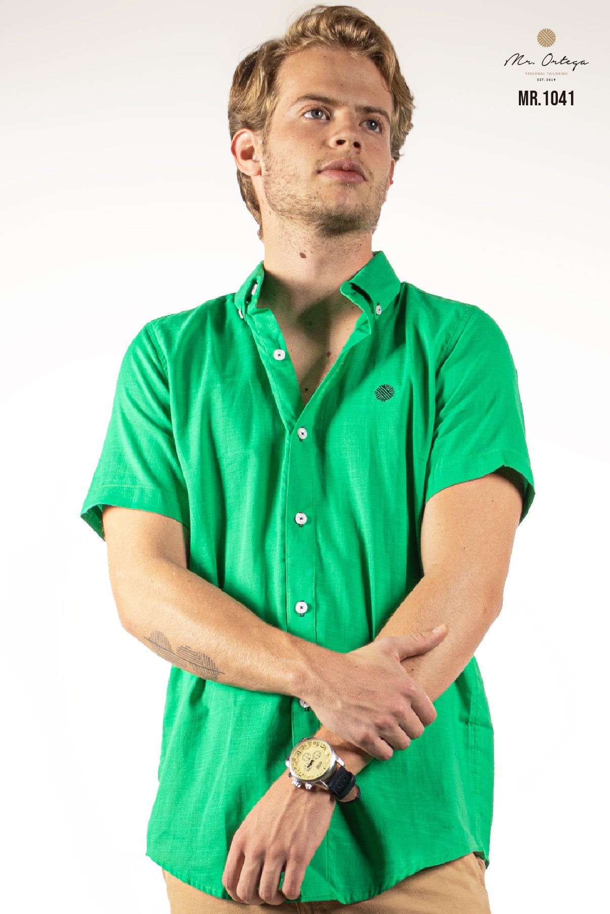 CAMISA LISA VERDE MANGA CORTA
