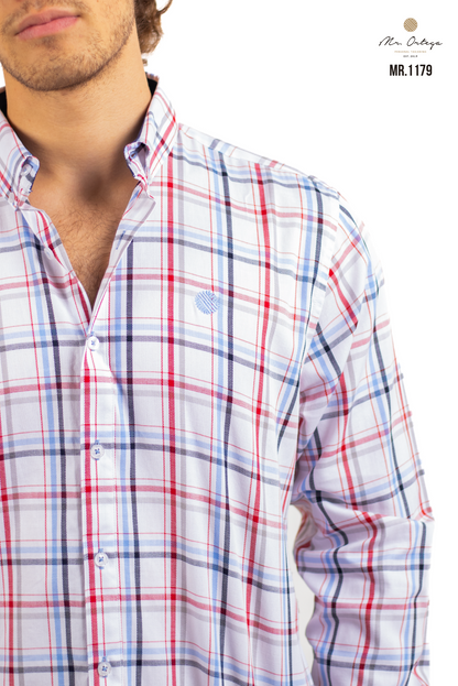 CAMISA CUADROS BLANCO / ROJO Y AZUL CIELO