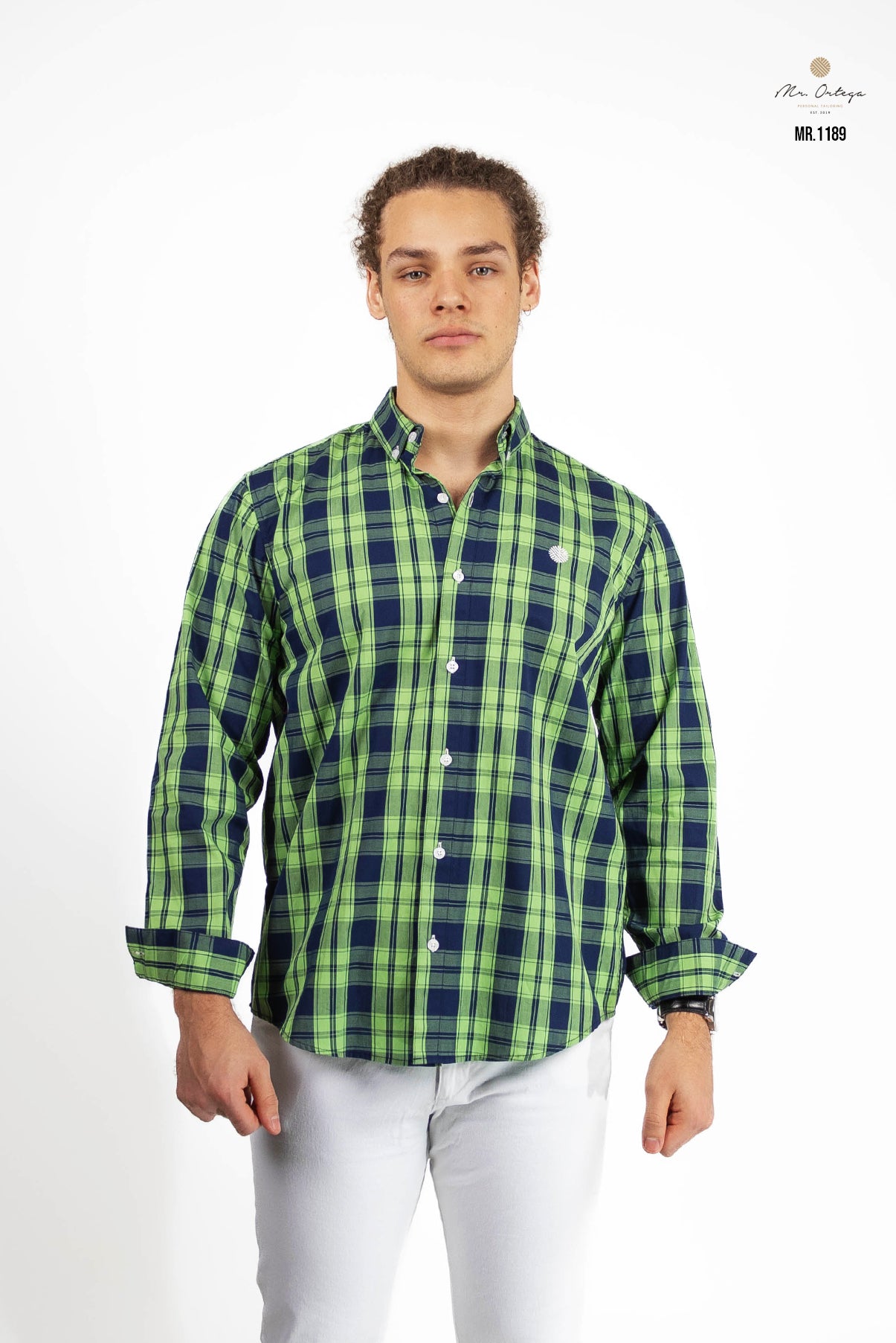 CAMISA AZUL MARINO / VERDE LIMÓN