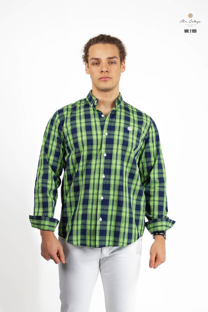 CAMISA AZUL MARINO / VERDE LIMÓN