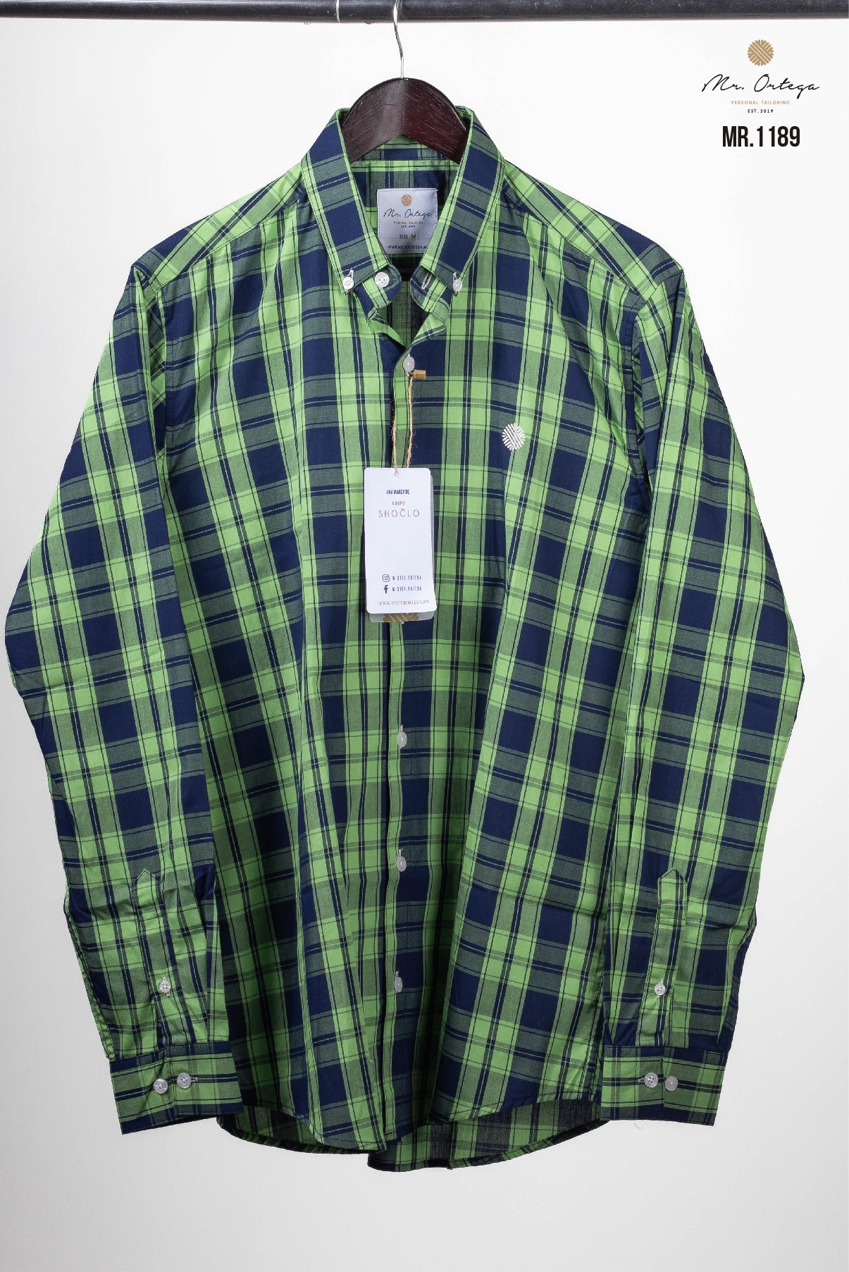 CAMISA AZUL MARINO / VERDE LIMÓN