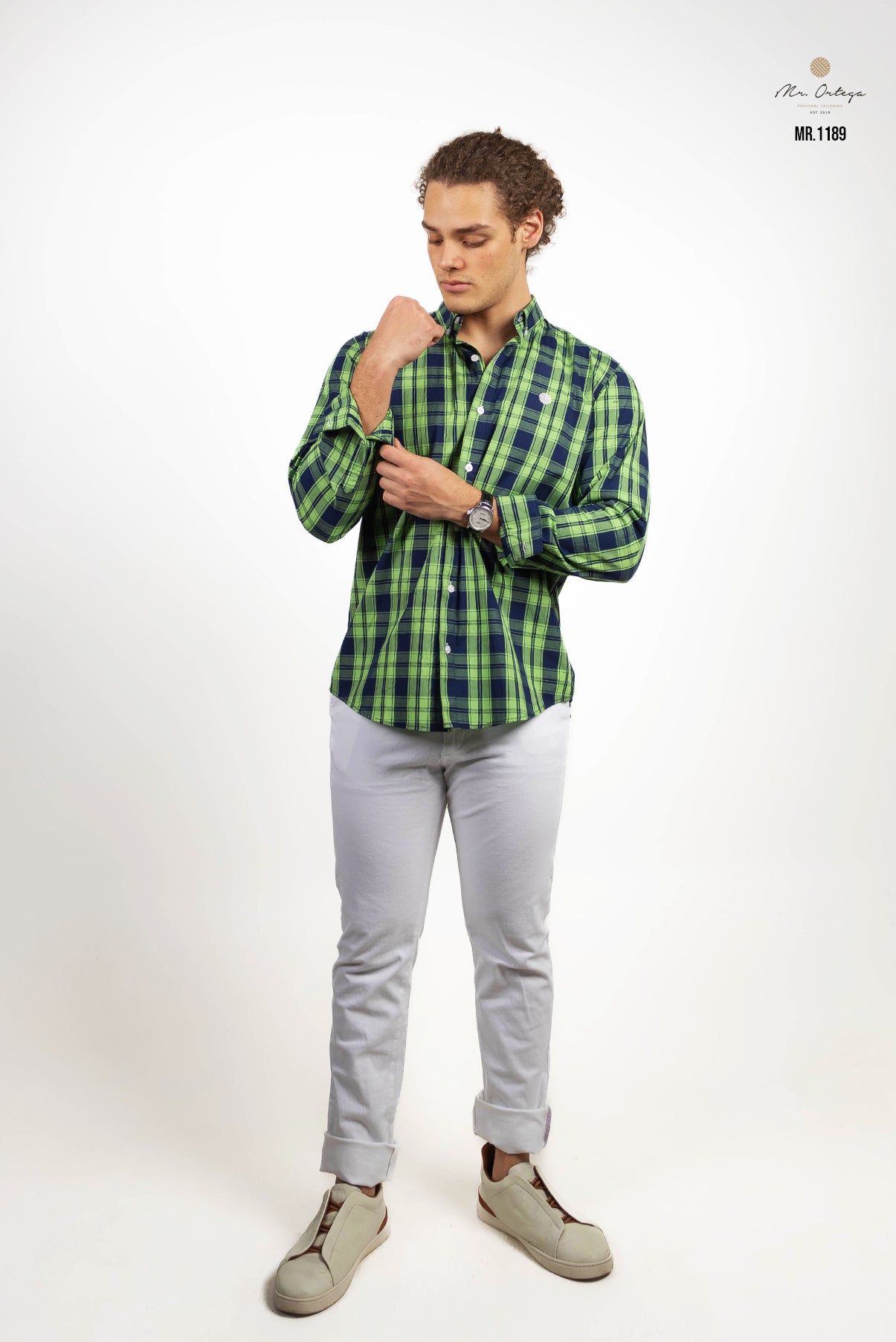 CAMISA AZUL MARINO / VERDE LIMÓN