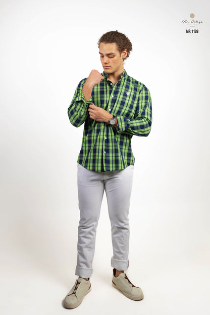 CAMISA AZUL MARINO / VERDE LIMÓN
