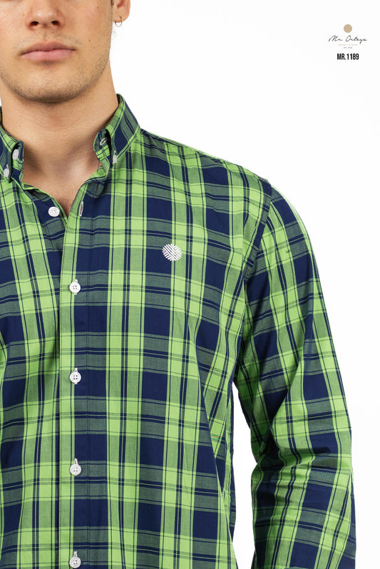 CAMISA AZUL MARINO / VERDE LIMÓN