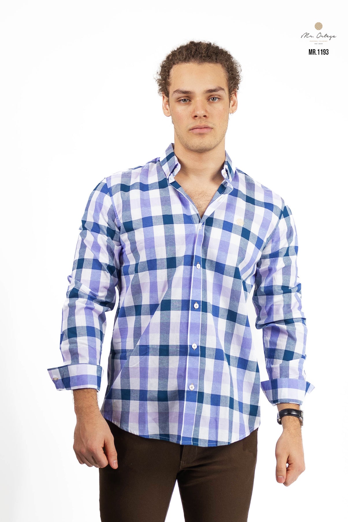 CAMISA CUADROS BLANCO / AZUL REY / LILA