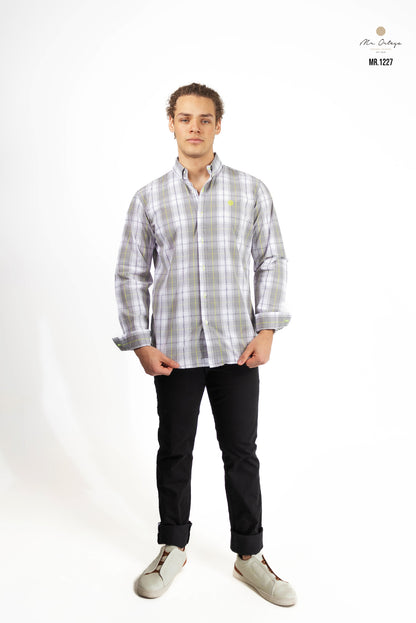 CAMISA CUADROS GRIS CLARO / BLANCO