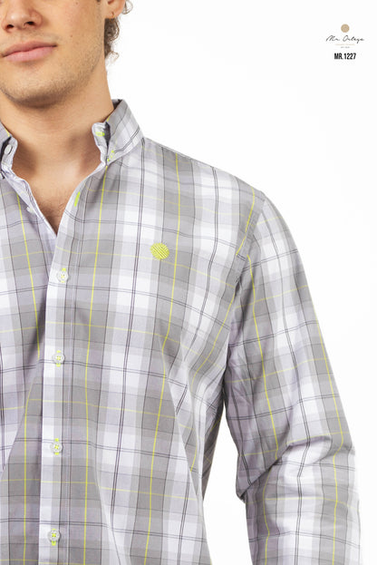 CAMISA CUADROS GRIS CLARO / BLANCO