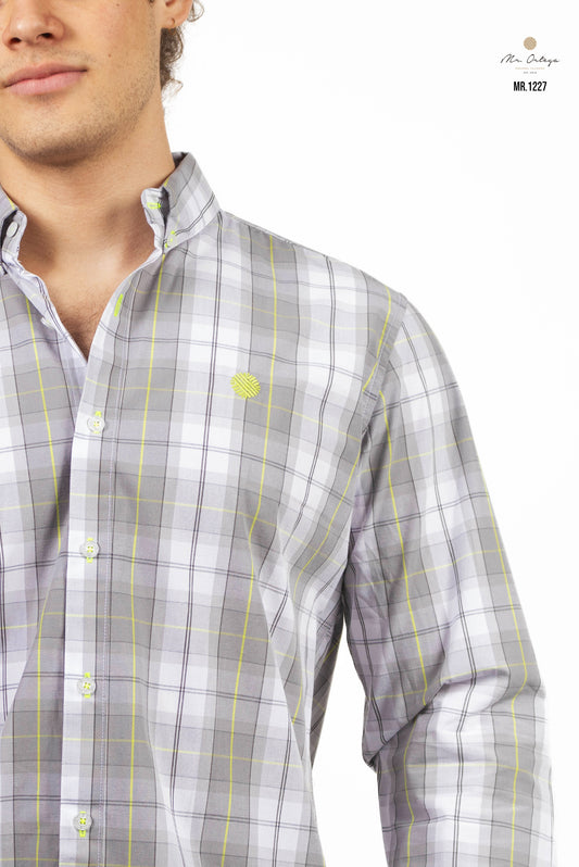 CAMISA CUADROS GRIS CLARO / BLANCO