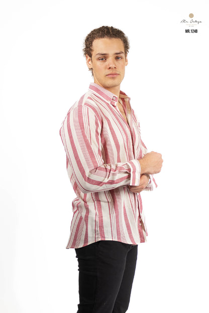 CAMISA RAYAS ROSA / BEIGE