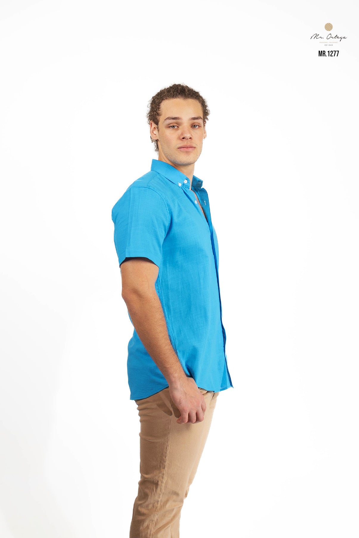 CAMISA LISA AZUL MANGA CORTA