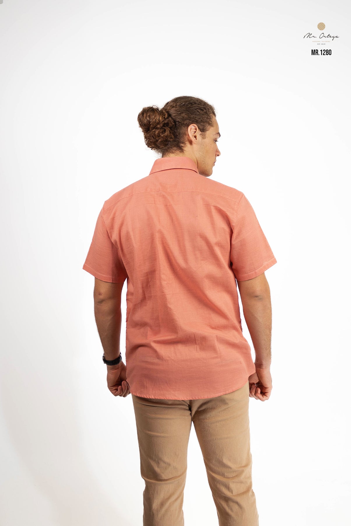 CAMISA LISA SALMÓN MANGA CORTA