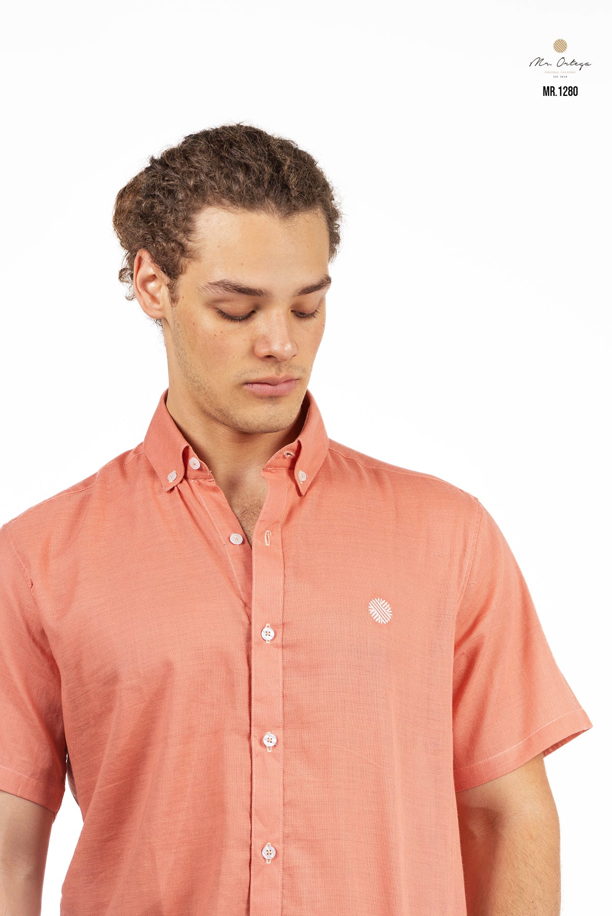 CAMISA LISA SALMÓN MANGA CORTA