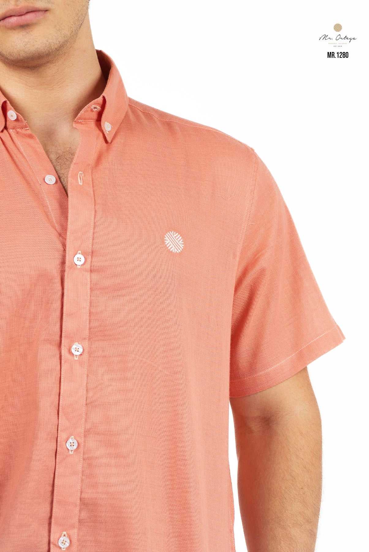 CAMISA LISA SALMÓN MANGA CORTA