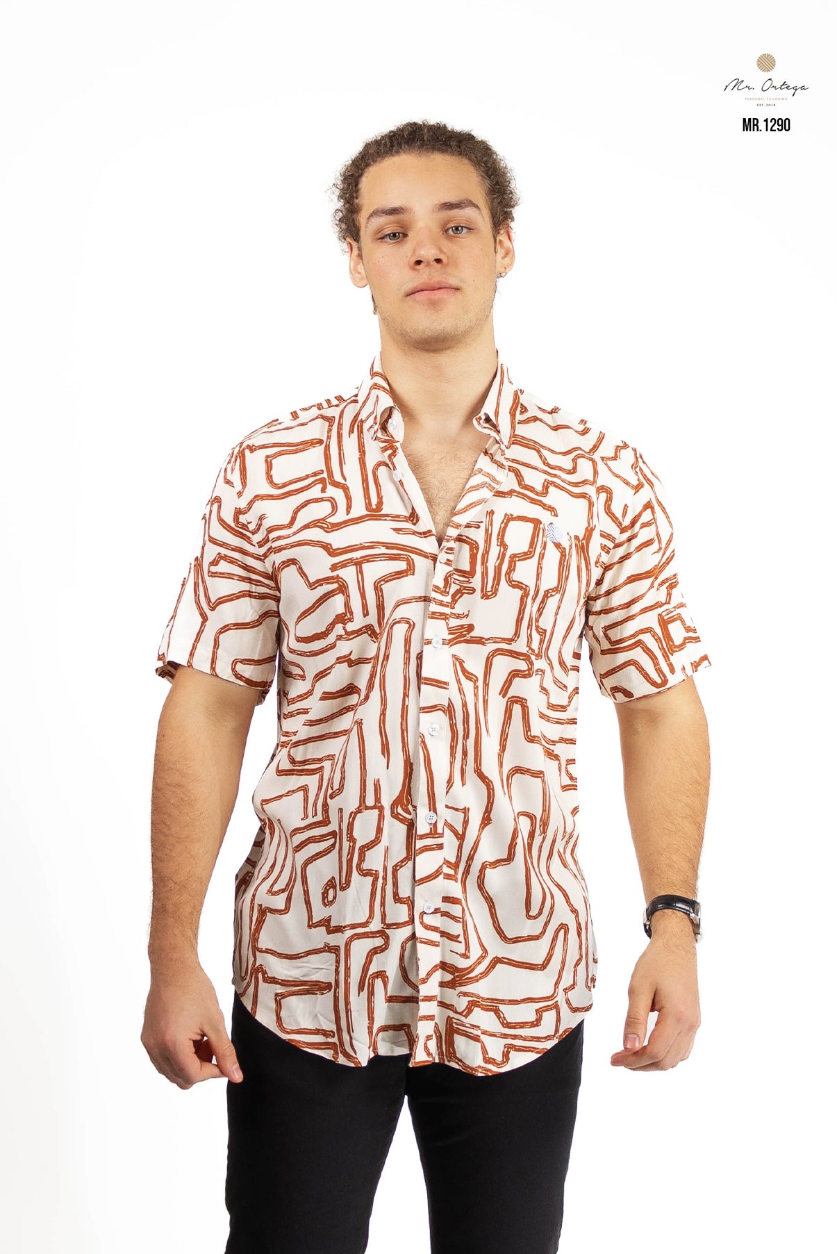 CAMISA BEIGE ESTAMPADO CAFÉ CLARO