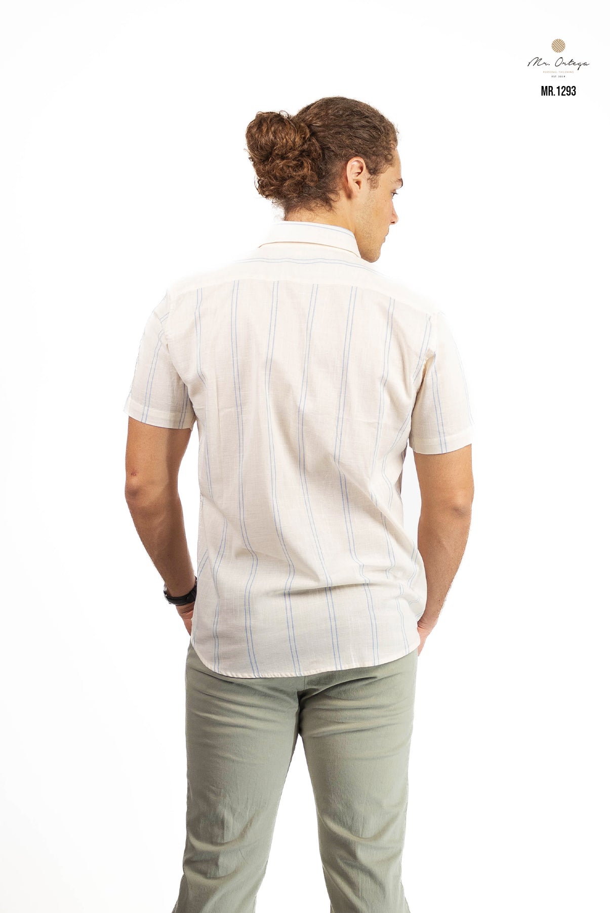 CAMISA RAYAS BEIGE / AZUL CIELO