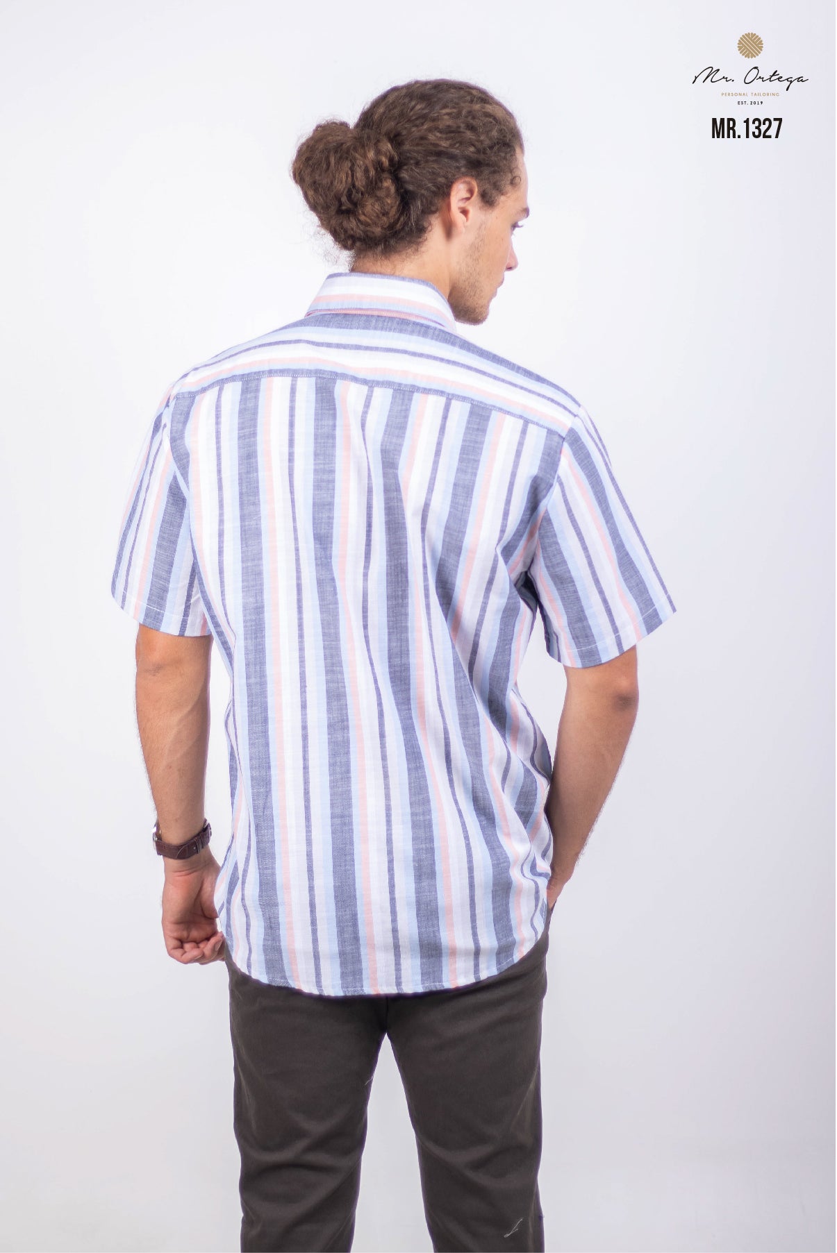 CAMISA RAYAS BLANCAS / GRIS CLARO / CORAL