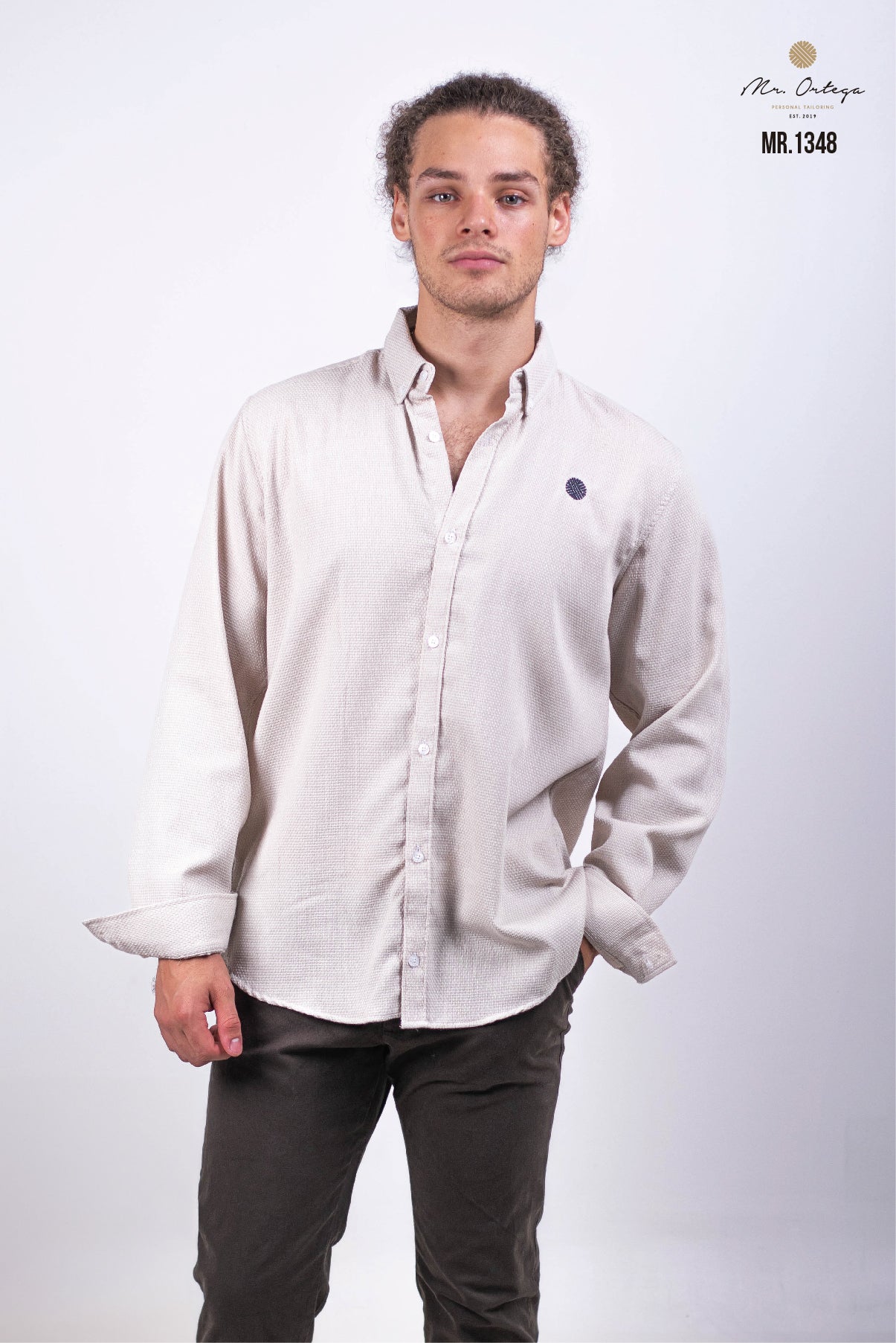 CAMISA BEIGE LISO MANGA LARGA