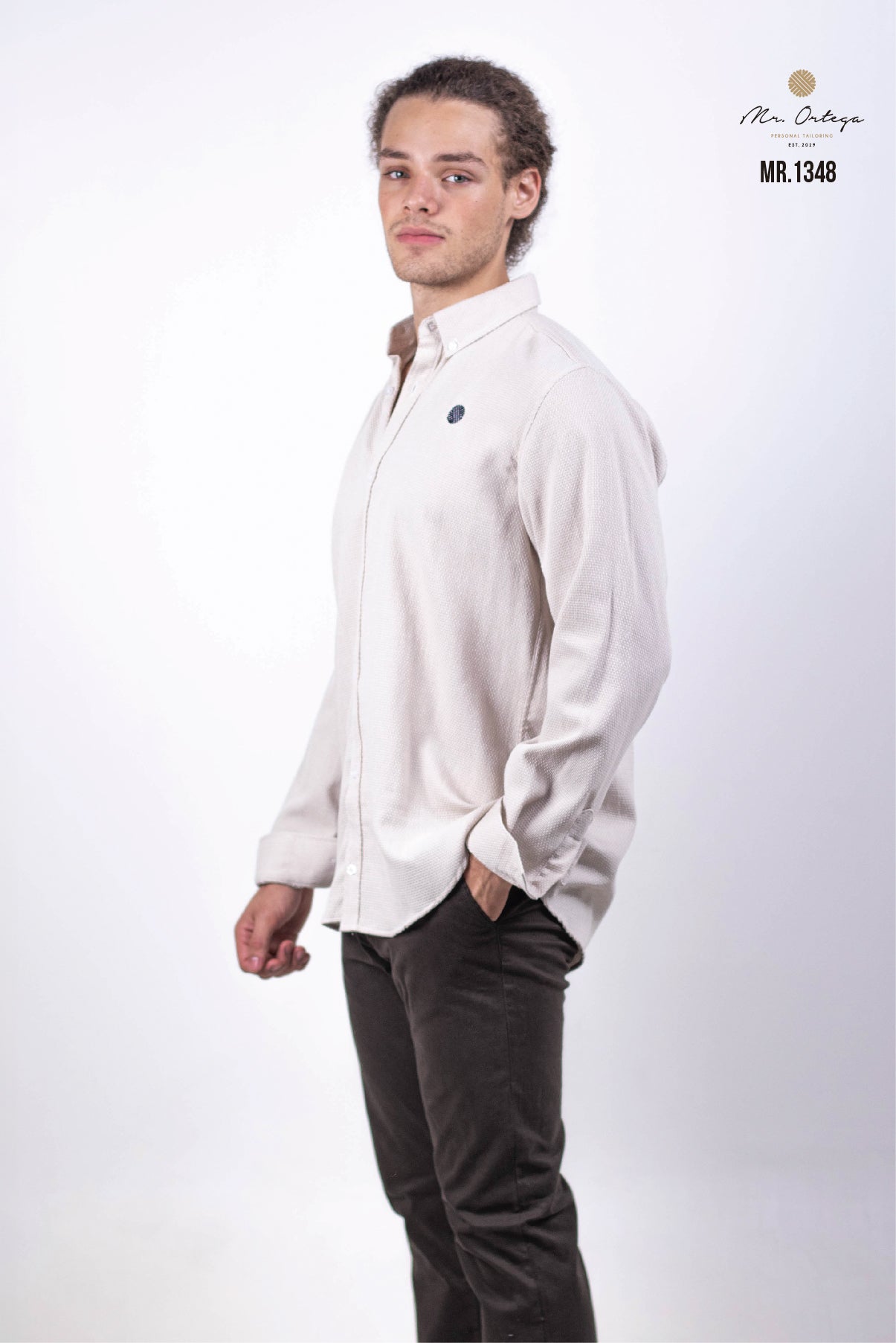CAMISA BEIGE LISO MANGA LARGA