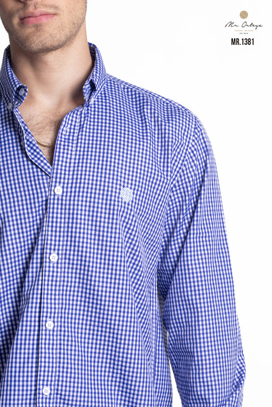 CAMISA CUADROS AZUL Y BLANCO