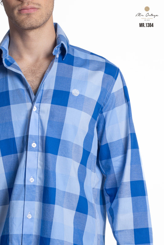 CAMISA CUADROS AZUL REY Y AZUL CLARO