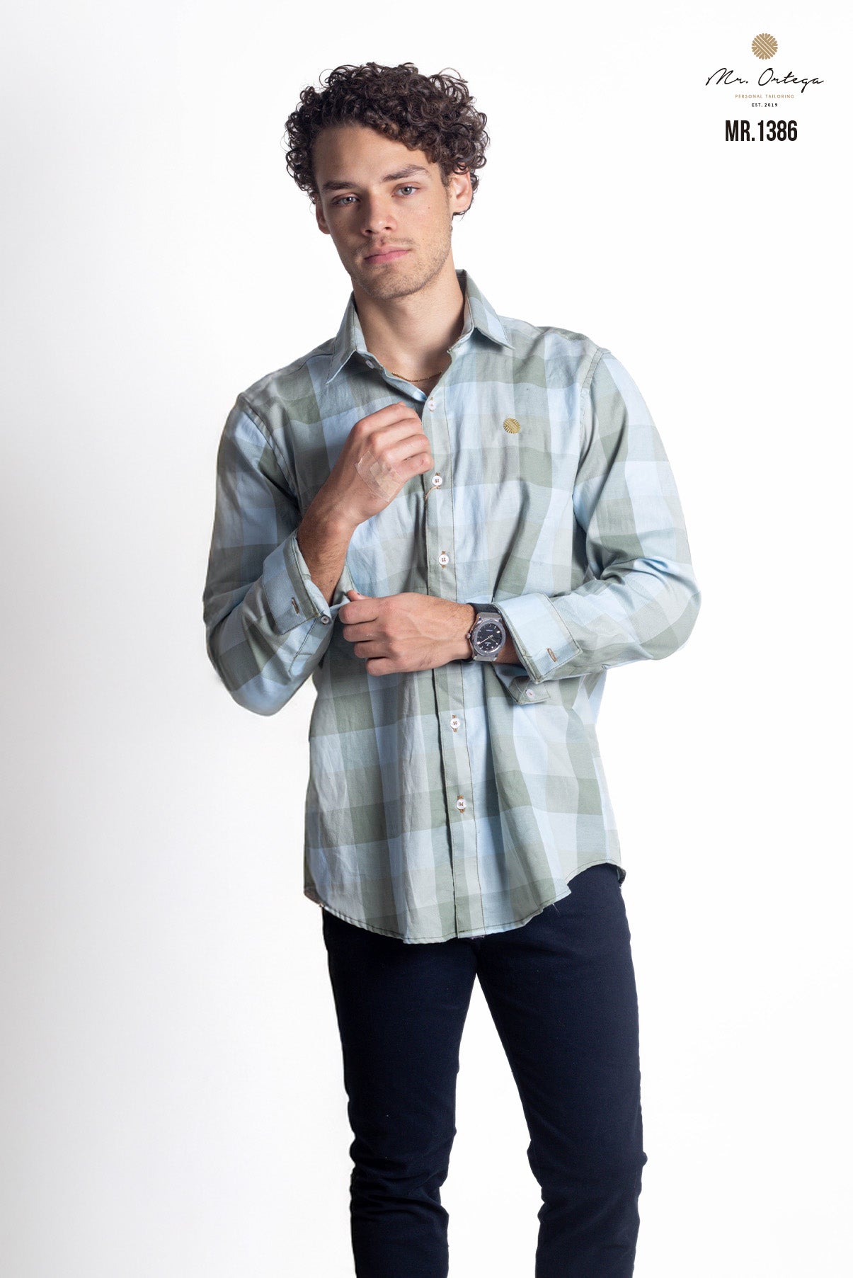 CAMISA CUADROS VERDE CLARO Y AZUL CLARO