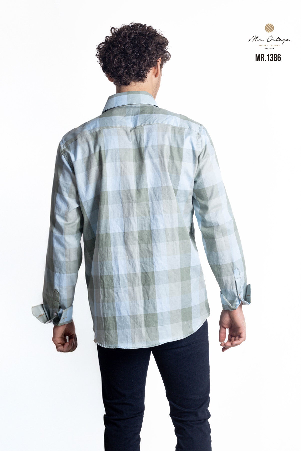 CAMISA CUADROS VERDE CLARO Y AZUL CLARO