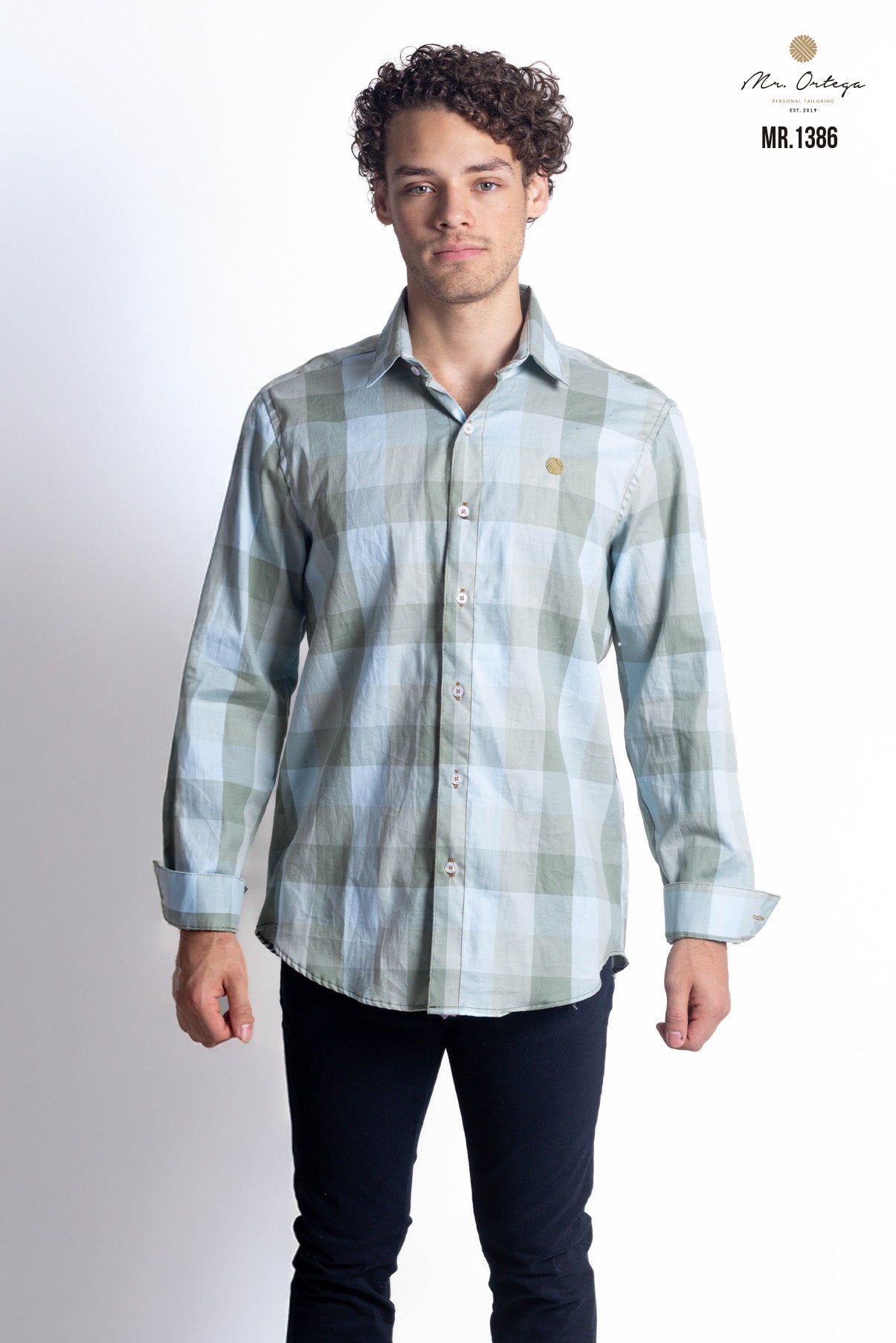 CAMISA CUADROS VERDE CLARO Y AZUL CLARO