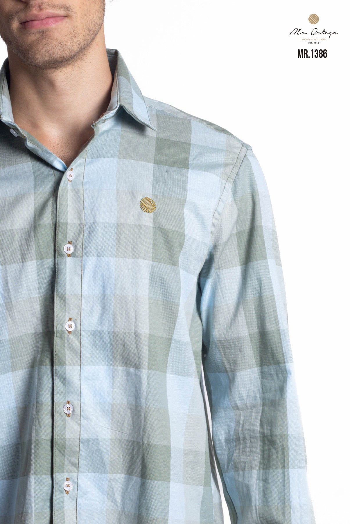 CAMISA CUADROS VERDE CLARO Y AZUL CLARO
