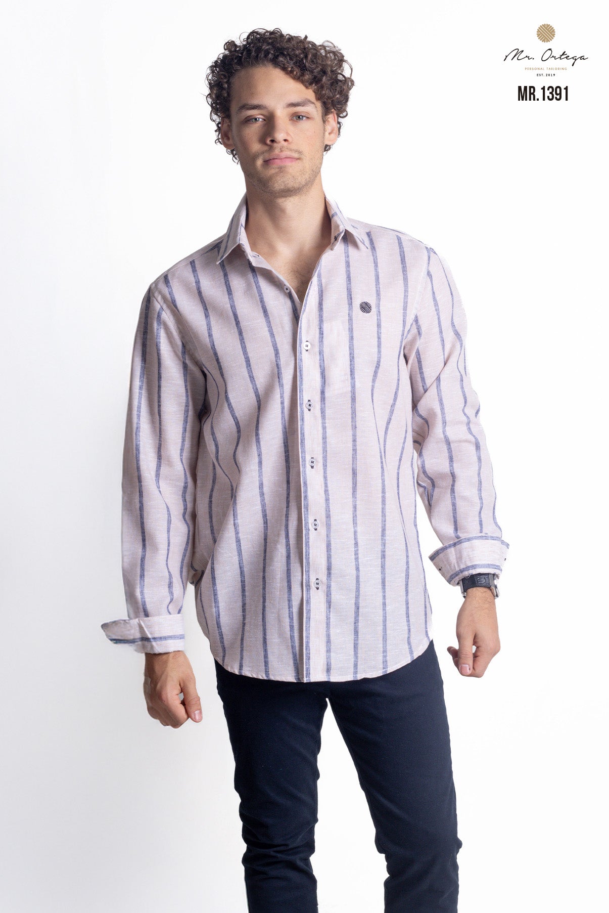 CAMISA RAYAS CAFE CLARO Y GRIS