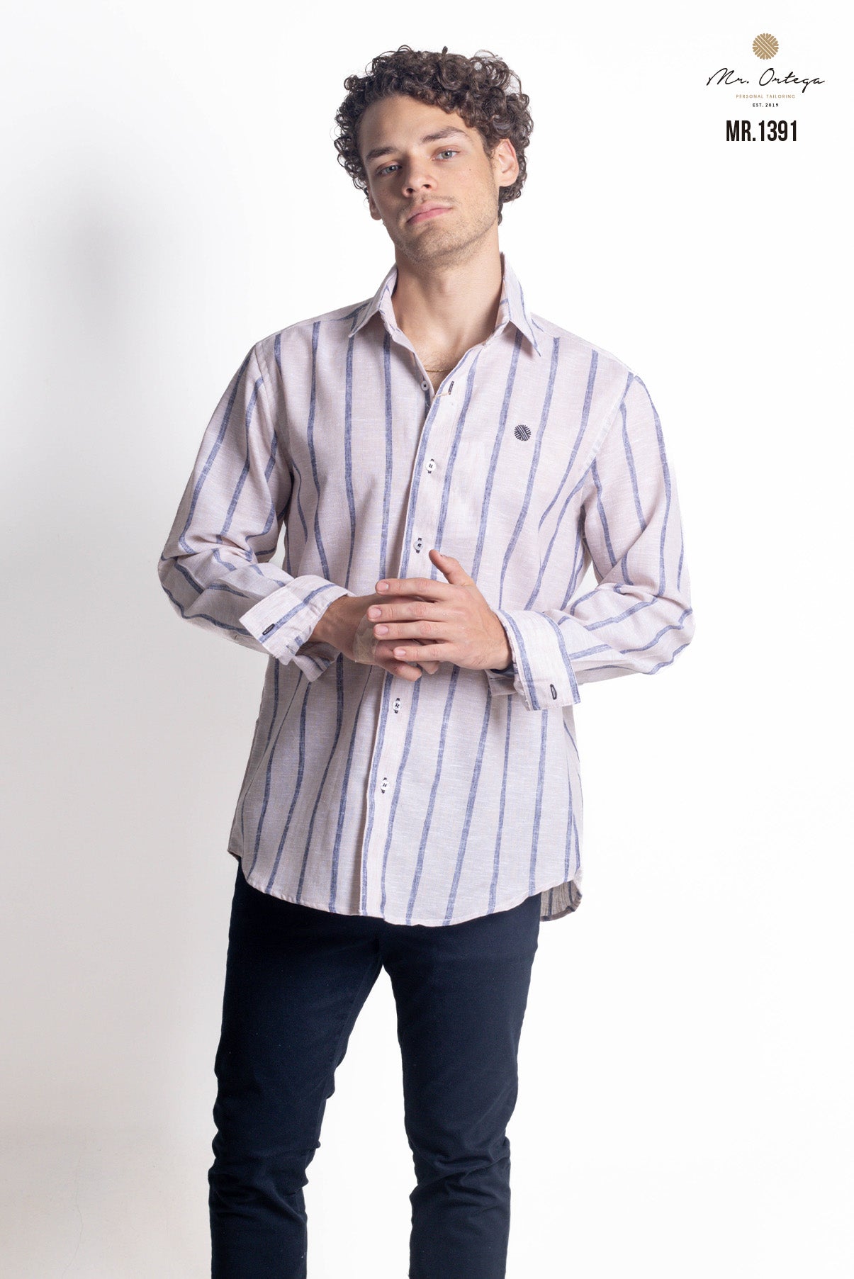 CAMISA RAYAS CAFE CLARO Y GRIS