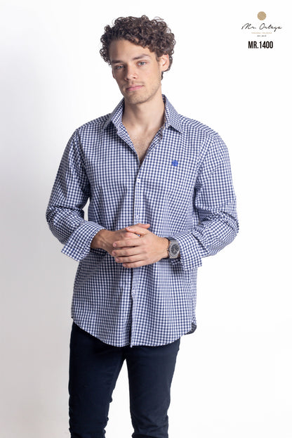 CAMISA CUADROS AZUL Y BLANCO