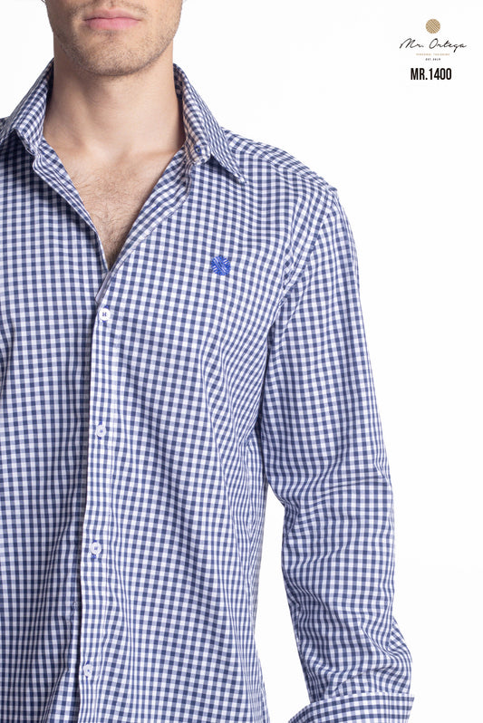 CAMISA CUADROS AZUL Y BLANCO