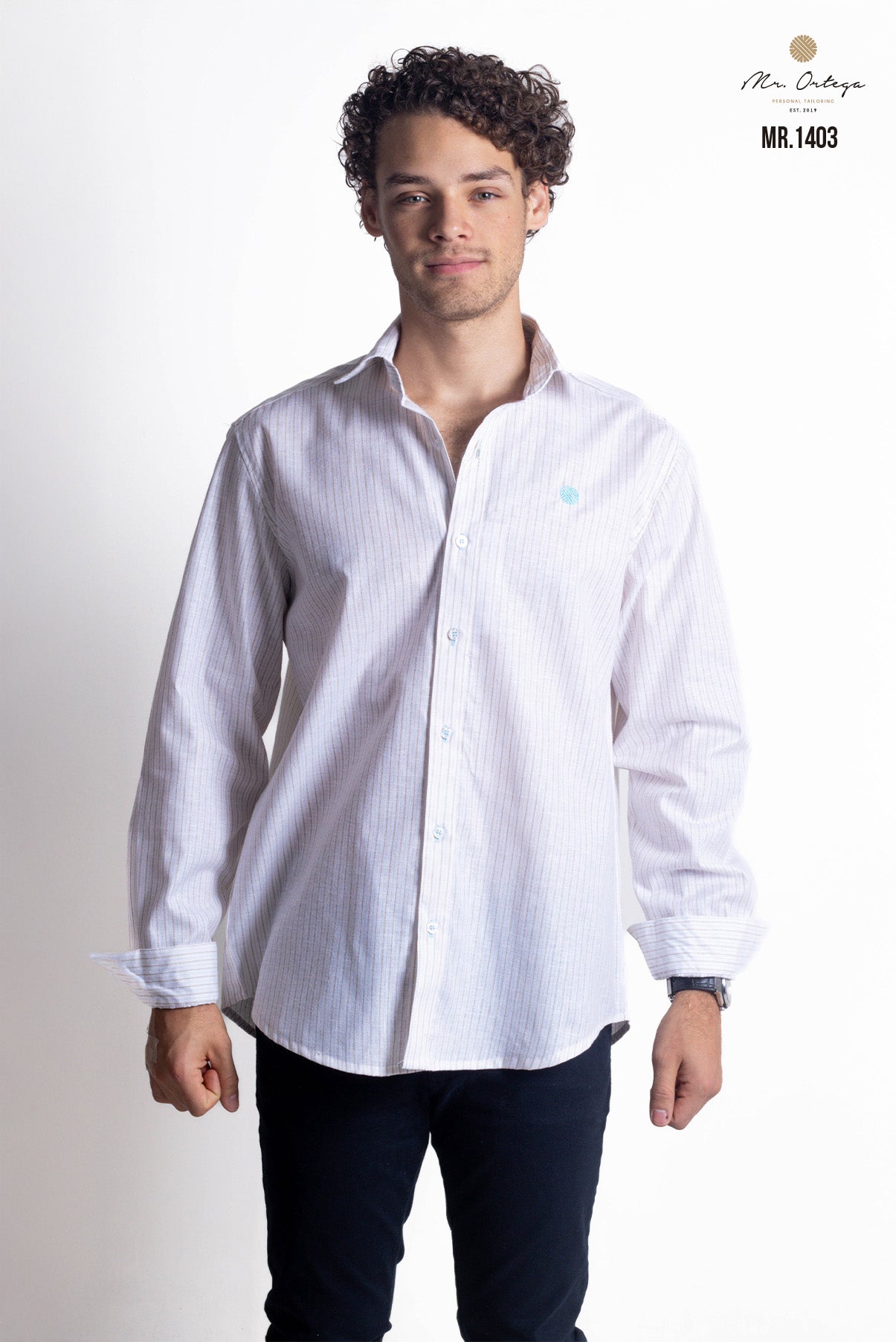 CAMISA RAYAS BEIGE Y CAFE CLARO