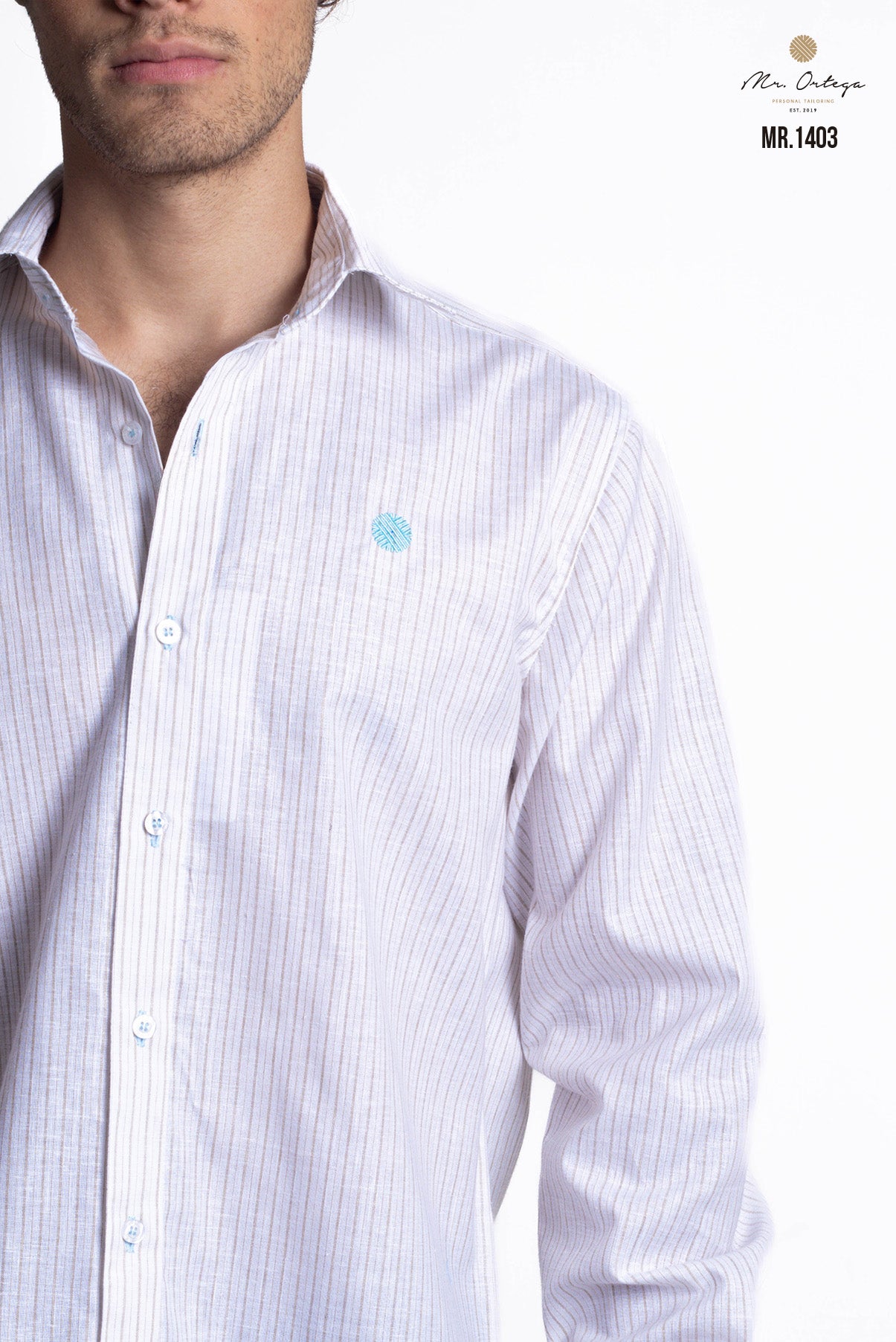 CAMISA RAYAS BEIGE Y CAFE CLARO