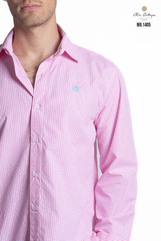 CAMISA CUADROS ROSA Y BLANCO