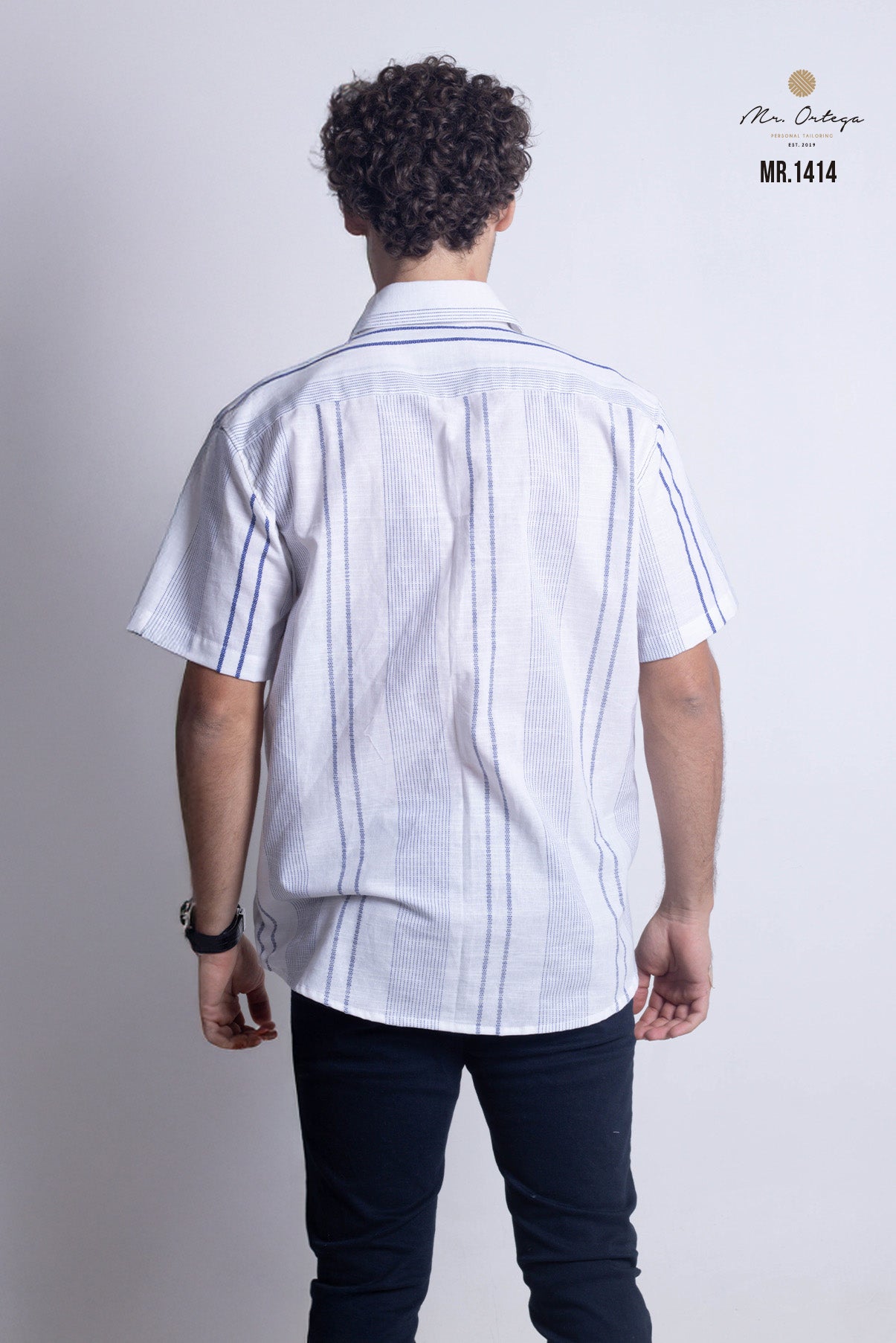 CAMISA BLANCA RAYAS AZUL MARINO