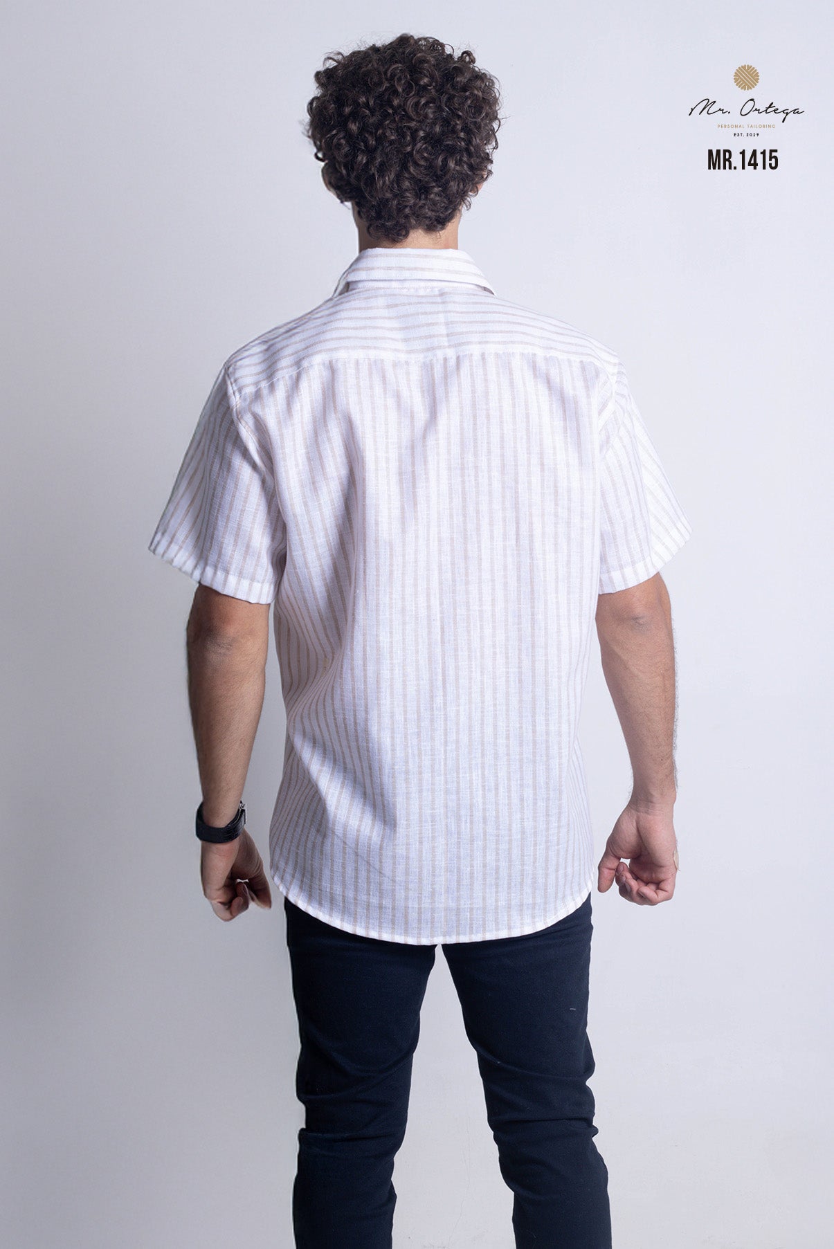 CAMISA RAYAS BEIGE Y BLANCO