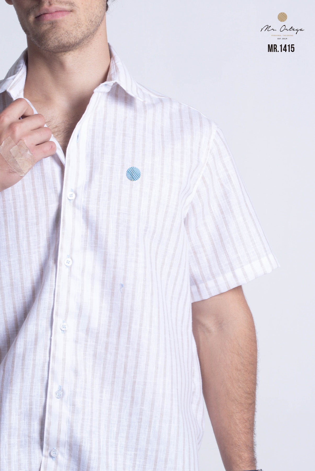 CAMISA RAYAS BEIGE Y BLANCO