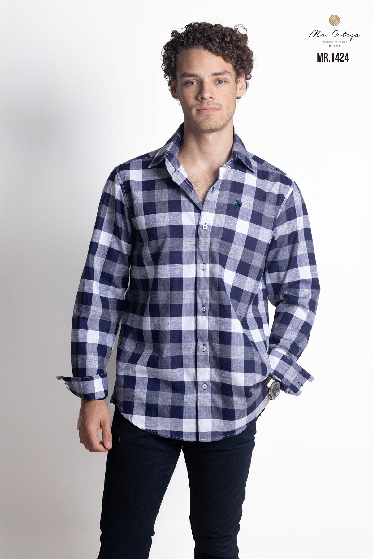 CAMISA CUADROS AZUL MARINO, BLANCO Y GRIS CLARO