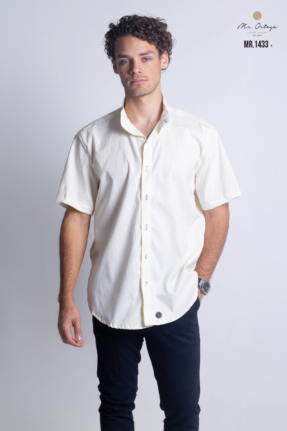 CAMISA BEIGE LISA MANGA CORTA